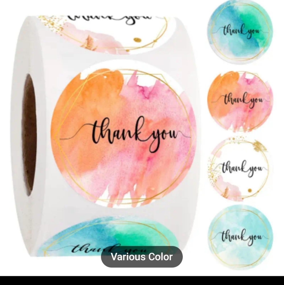 1 roll 500 Thank You for Supporting My Small Business Stickers Holo Ra…
